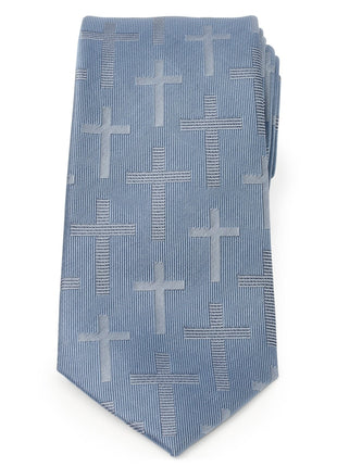 Blue Textured Cross Men's Tie