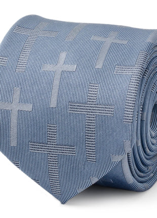 Blue Textured Cross Men's Tie