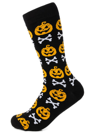 Bad To The Bone Pumpkin Black Men's Socks
