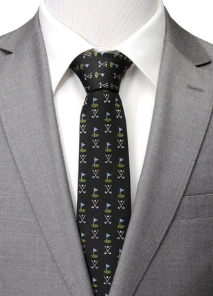 Golf Course Black Silk Men's Tie