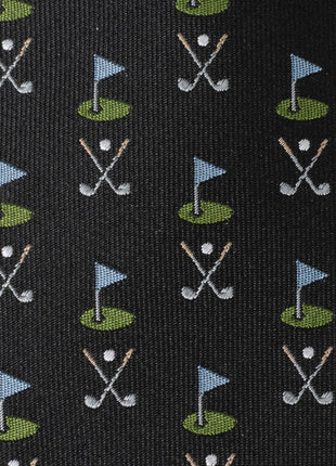 Golf Course Black Silk Men's Tie