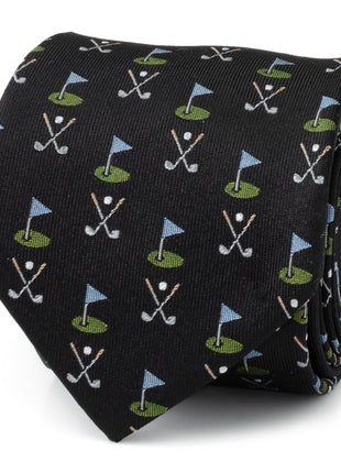 Golf Course Black Silk Men's Tie