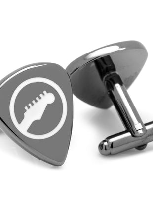 Black Guitar Pick Cufflinks