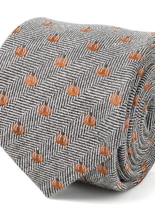 Holiday Pumpkin Herringbone Tie