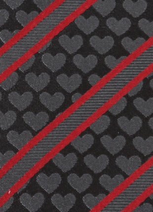 Black Heart Striped Men's Tie