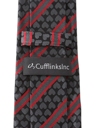 Black Heart Striped Men's Tie