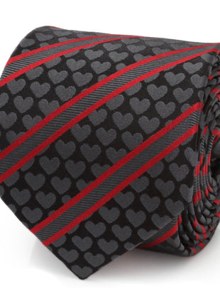 Black Heart Striped Men's Tie