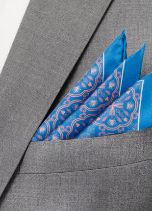 Aboriginal Ornament Patterned Blue Pocket Square