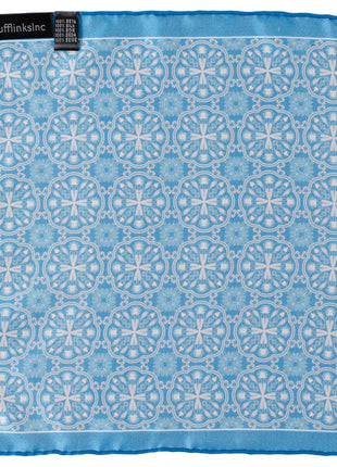 Aboriginal Ornament Patterned Blue Pocket Square