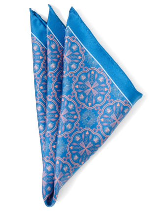Aboriginal Ornament Patterned Blue Pocket Square