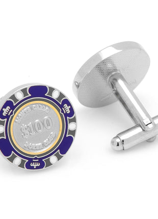 Poker Chip $100 Purple Cufflinks