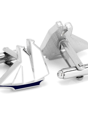 Blue and White Sailboat Cufflinks