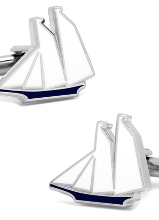 Blue and White Sailboat Cufflinks