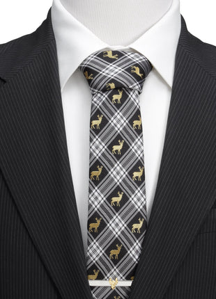 Black Plaid Stag Men's Tie