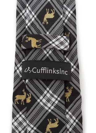 Black Plaid Stag Men's Tie