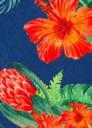 Tropical Hibiscus Men's Navy Tie