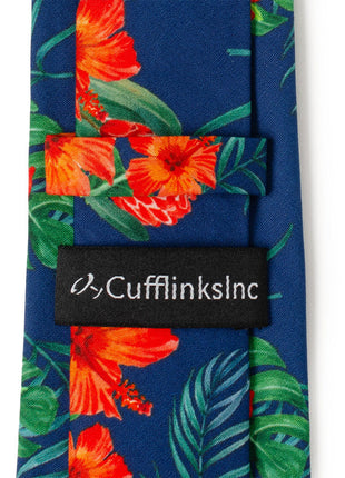 Tropical Hibiscus Men's Navy Tie