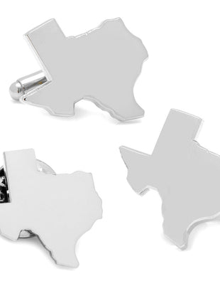 Silver Texas Cufflinks and Lapel Pin Gift Set