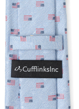 Light Blue American Flag Men's Tie