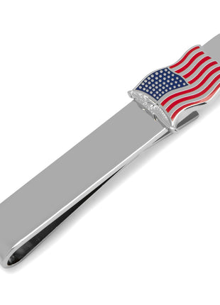 American Waving Flag Cufflinks and Tie Bar Gift Set