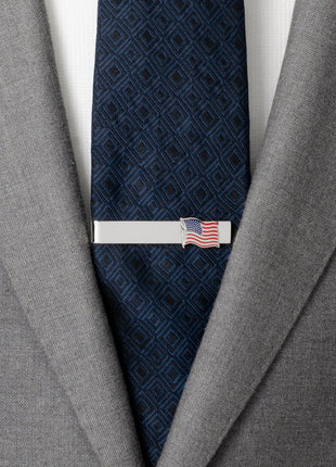 American Waving Flag Cufflinks and Tie Bar Gift Set
