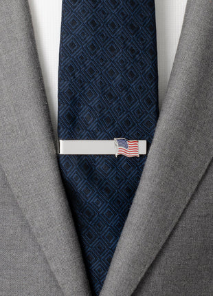Waving American Flag Tie Bar