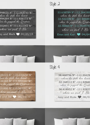 GPS Coordinates Sign - Important Dates Canvas