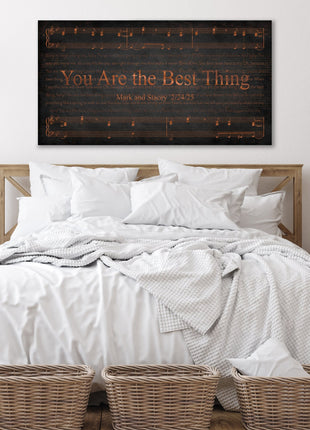 Copper Sheet Music Art with Lyrics