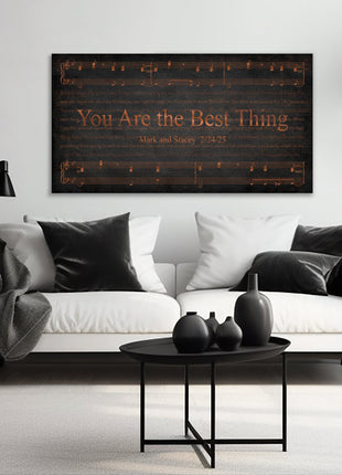 Copper Sheet Music Art with Lyrics