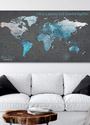 Life is a Journey World Map Canvas