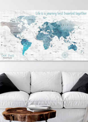 Life is a Journey World Map Canvas