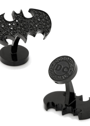 DC Batman Stainless Steel Black Pave Crystal Cufflinks
