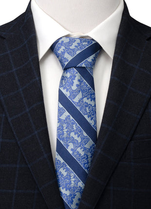 DC Batman Stripe Multi Emblem Blue Men's Tie