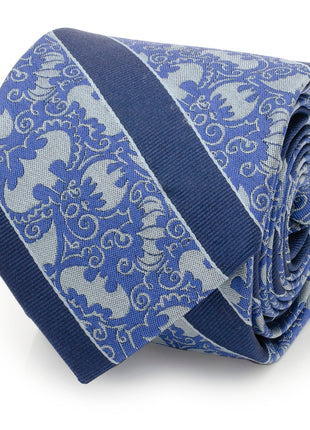 DC Batman Stripe Multi Emblem Blue Men's Tie