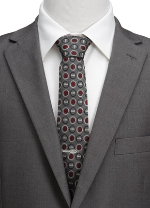 DC Batman Medallion Symbol Charcoal Silk Men's Tie