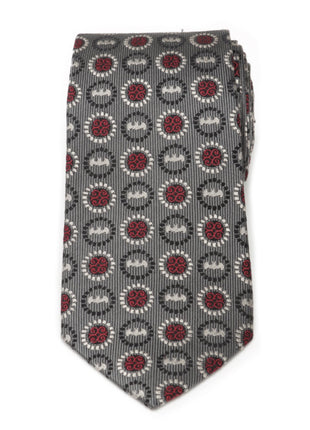 DC Batman Medallion Symbol Charcoal Silk Men's Tie