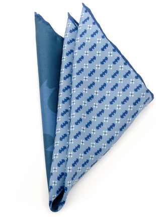 DC Batman Multi Motif Blue Pocket Square