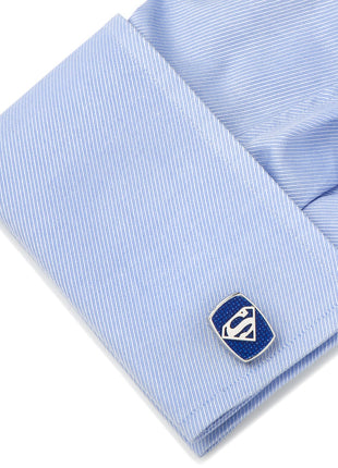 DC Superman Stainless Steel Carbon Fiber Cufflinks