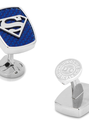 DC Superman Stainless Steel Carbon Fiber Cufflinks