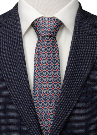 DC Superman Shield Motif Gray Men's Tie