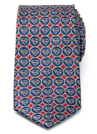 DC Superman Shield Motif Gray Men's Tie