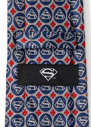 DC Superman Shield Motif Gray Men's Tie
