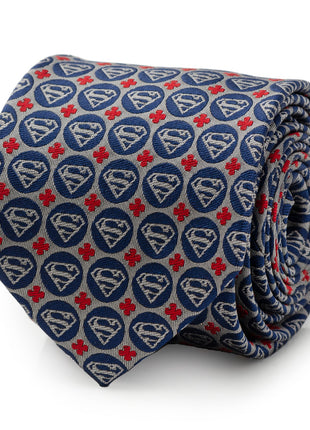 DC Superman Shield Motif Gray Men's Tie