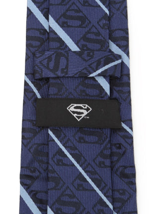 DC Superman Stripe Pattern Blue Silk Men's Tie