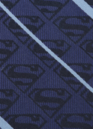 DC Superman Stripe Pattern Blue Silk Men's Tie