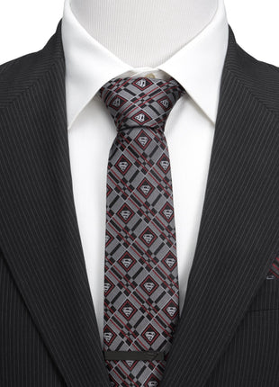 DC Superman Geometric Gray Silk Men's Tie