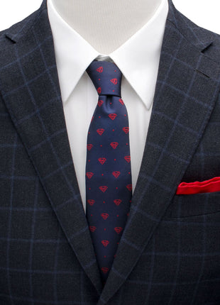 DC Superman Shield Navy and Red Dot Tie