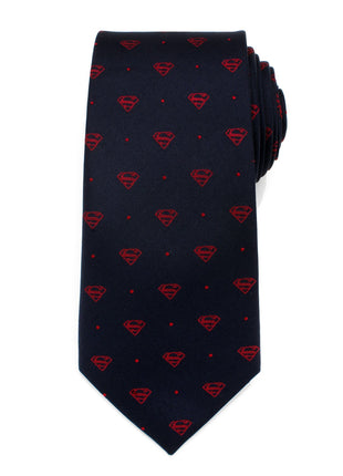 DC Superman Shield Navy and Red Dot Tie