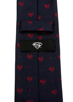 DC Superman Shield Navy and Red Dot Tie