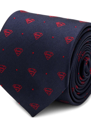 DC Superman Shield Navy and Red Dot Tie